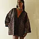 reversible ajrakh hand block printed kimono jacket black base madder red interlocking floral jaal block print solid black reverse sustainable luxury outerwear artisanal jacket