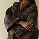 reversible ajrakh hand block printed kimono jacket black base madder red interlocking floral jaal block print solid black reverse sustainable luxury outerwear artisanal jacket