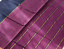 Rojana | Handloom Andhra Cotton Saree - Navy Blue