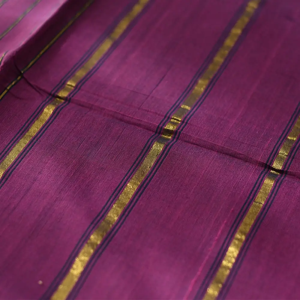Handwoven cotton saree | - Navy Blue from Andhra Pradesh