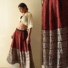 Flowers in a River | Jawariya Block Printed A-Line Long Skirt