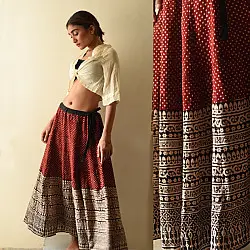 Flowers in a River | Jawariya Block Printed A-Line Long Skirt