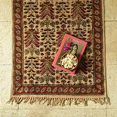 A finite infinity ❧ Kalamkari Natural Color Dhurrie ( 2 X 3 ) - A