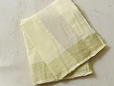 Damodar . दामोदर ✩ Handspun Pure Cotton Dhoti Khes - Zari Border
