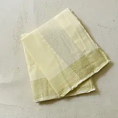 Damodar . दामोदर ✩ Handspun Pure Cotton Dhoti Khes - Zari Border