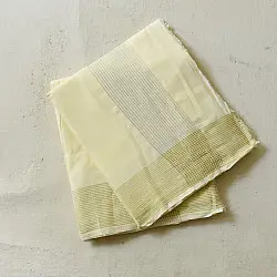 Damodar . दामोदर ✩ Handspun Pure Cotton Dhoti Khes - Zari Border