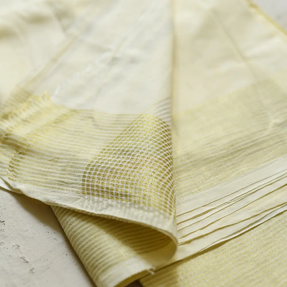 shop Handspun Cotton x Cotton Dhoti Khes - Zari Border