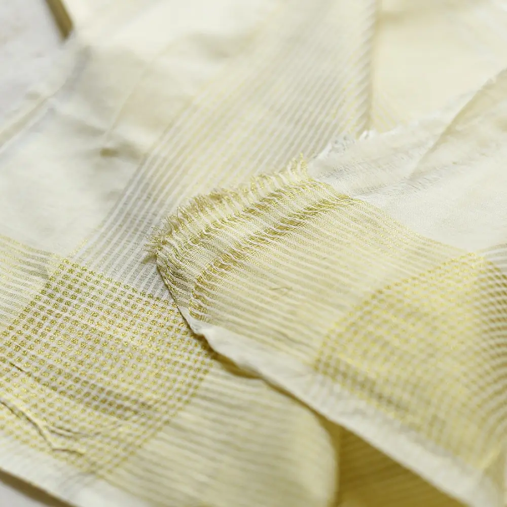 shop Handspun Cotton x Cotton Dhoti Khes - Zari Border