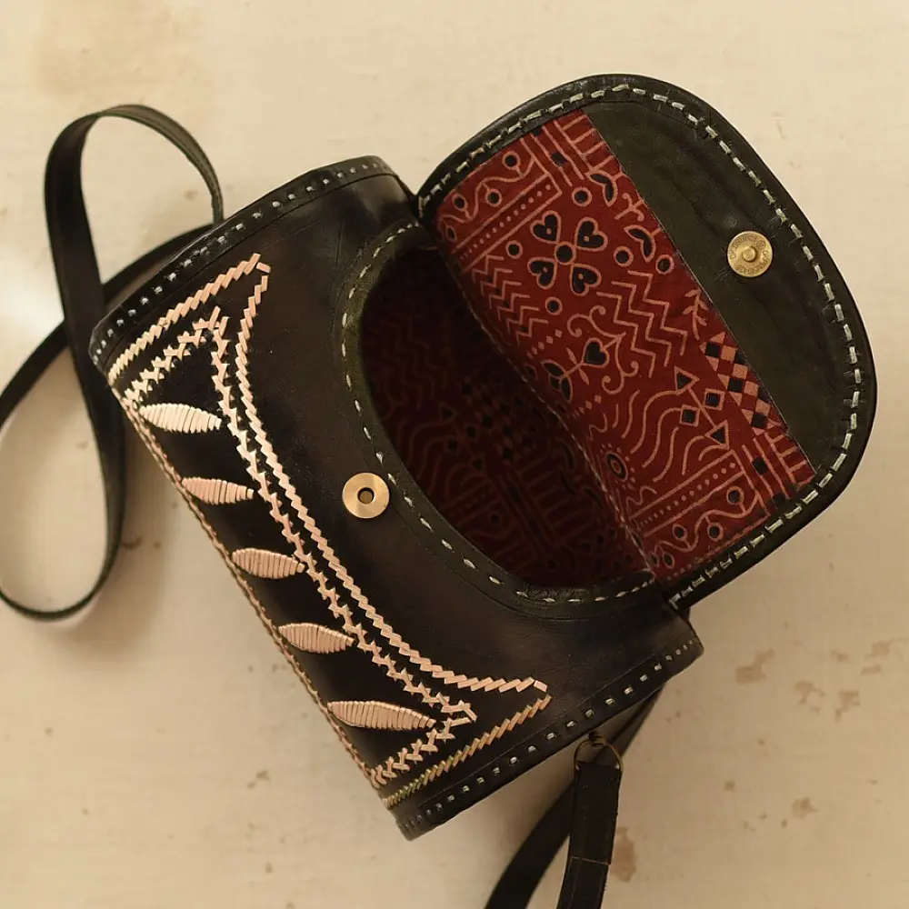 shop Kutchi Leather Sling Handbag - 