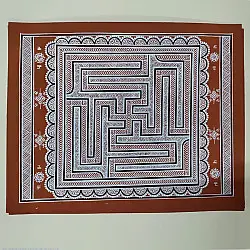 Mandana Art - Painting - Swastik (11 x 14 inch)