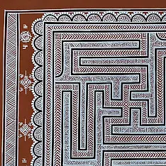 Mandana Art - Painting - Swastik (11 x 14 inch)