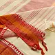 handloom begampuri pure cotton saree in cream off white with red and yellow woven temple borders and tassel fringe   