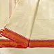 handloom begampuri pure cotton saree in cream off white with red and yellow woven temple borders and tassel fringe   