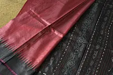 Kamakshi | Pure Tussar Silk Maroom Saree With Black Border