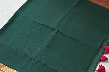 कमला | Handloom Cotton Saree | Zari Border . Forest Green