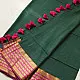 handloom pure cotton saree in deep forest green with contrasting magenta pink striped zari border and handcrafted tassels on pallu