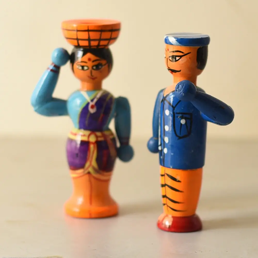Shop Handmade Wooden toy -  Farmer Couple Set of Two