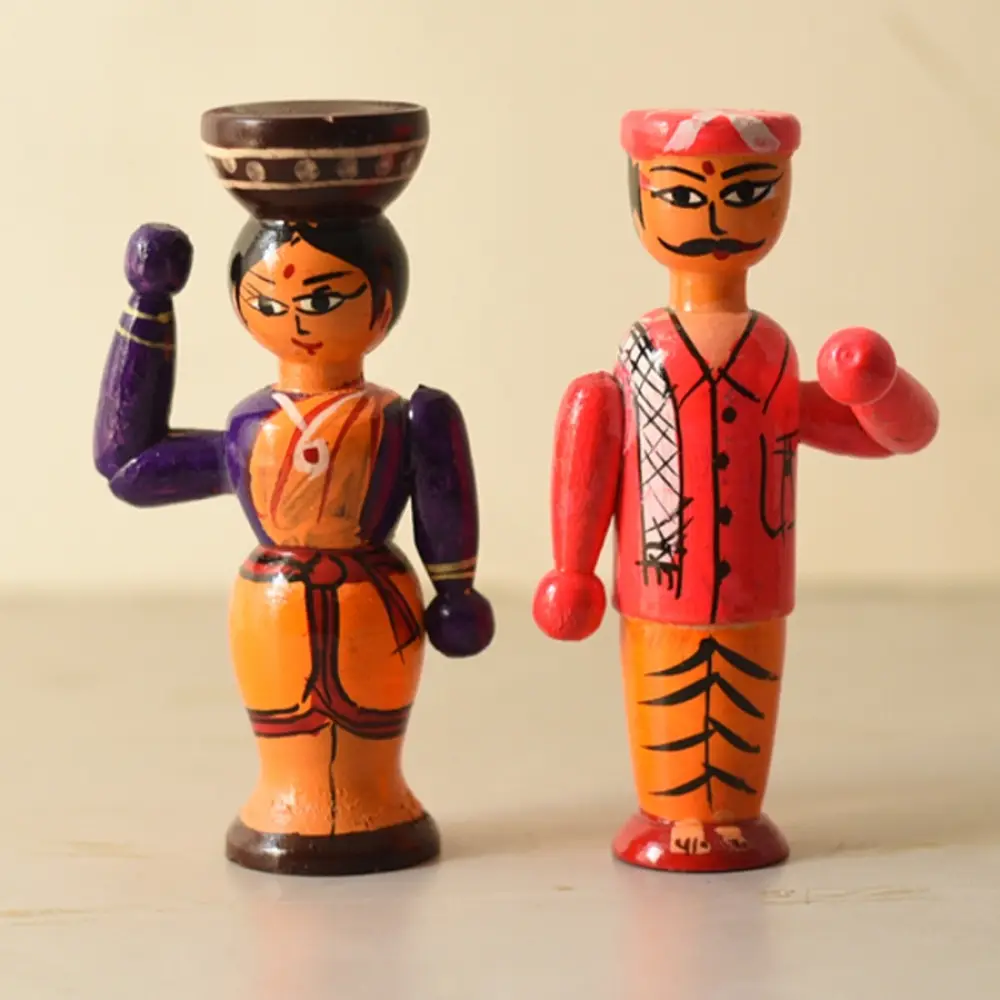 Shop Handmade Wooden toy -  Farmer Couple Set of Two
