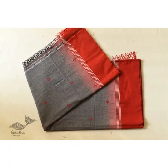 shop handloom pure cotton Grey Saree