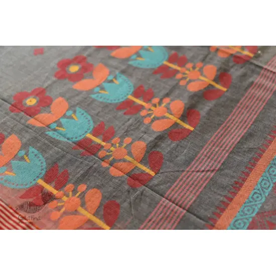 shop handloom pure cotton Grey Saree