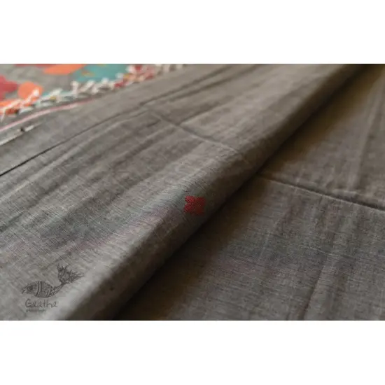 shop handloom pure cotton Grey Saree