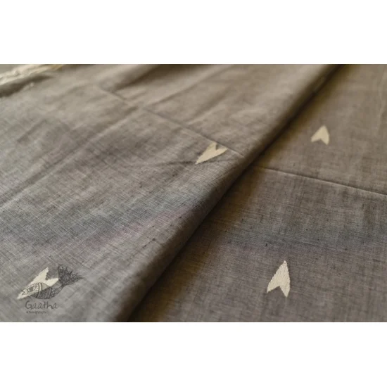 shop Handloom Cotton Grey Saree With Woven Border