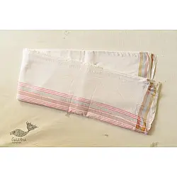 Damodar . दामोदर ~ Handwoven Cotton Dhoti & Khes in Off White Color with Border