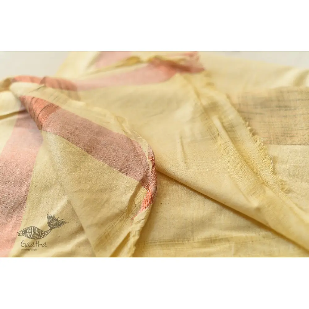Handloom Cotton Dhoti & Khes Set - Yellow