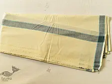 Damodar . दामोदर ~ Handloom Pure Cotton Dhoti & Khes - Light Yellow 