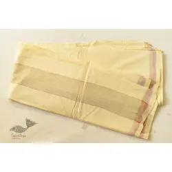 Damodar . दामोदर  ✹ Handwoven White Pure Cotton Dhoti & Khes- Yellow