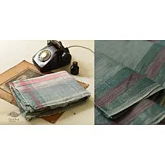 Damodar . दामोदर ~ Handloom Cotton Dhoti & Khes Set - Greenish Grey