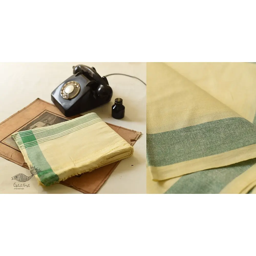 handwoven Cotton Dhoti & Khes Set - Yellow