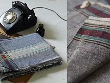 Damodar . दामोदर - Handloom Dhoti Khes - Grey with Border