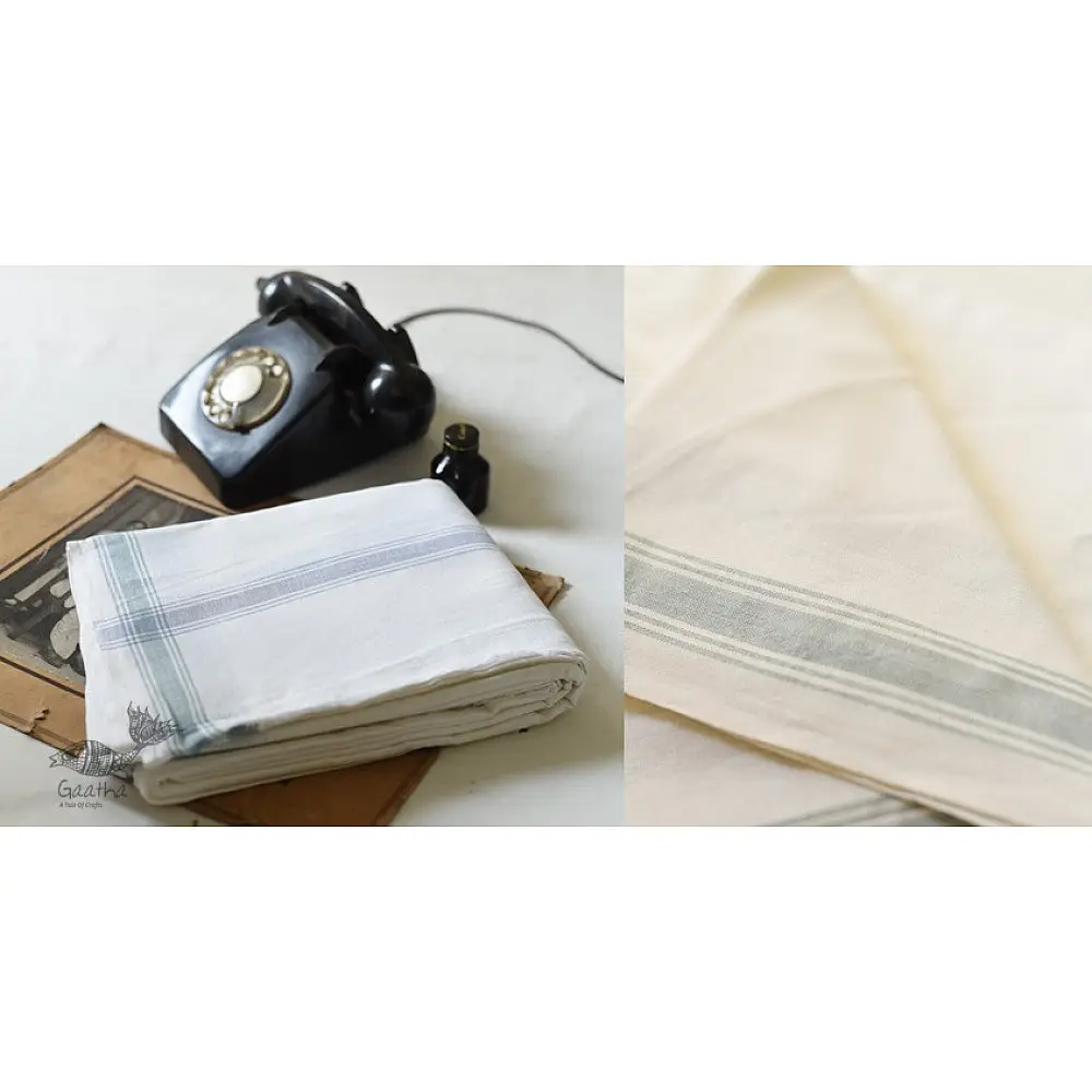 shop handwoven Cotton  Dhoti & Khes in Off White Color with Simple Border