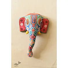 Pattachitra Mask ~ Hand painted Paper Mache ~ Ganesh (Blue Background)