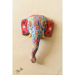 Pattachitra Mask ~ Hand painted Paper Mache ~ Ganesh (Blue Background)