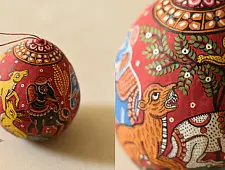 Pattachitra ~ Hand Painted Coconut Hanging - E