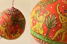 Pattachitra ~ Hand Painted Coconut Hanging - J