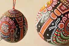 Pattachitra ~ Hand Painted Jagannath on Hanging Coconut 