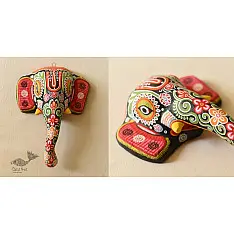 Pattachitra Mask ~ Hand painted Paper Mache ~ Ganesh (Black Background)