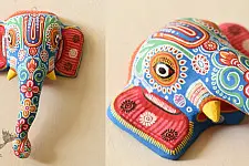 Pattachitra Mask ~ Hand painted Paper Mache ~ Ganesh (Blue Background)