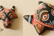 Pattachitra Mask ~ Hand painted Paper Mache ~ Nandi