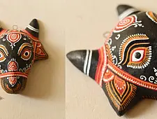 Pattachitra Mask ~ Hand painted Paper Mache ~ Nandi