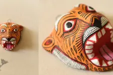 Pattachitra Mask ~ Hand Painted Paper Mache ~ Tiger