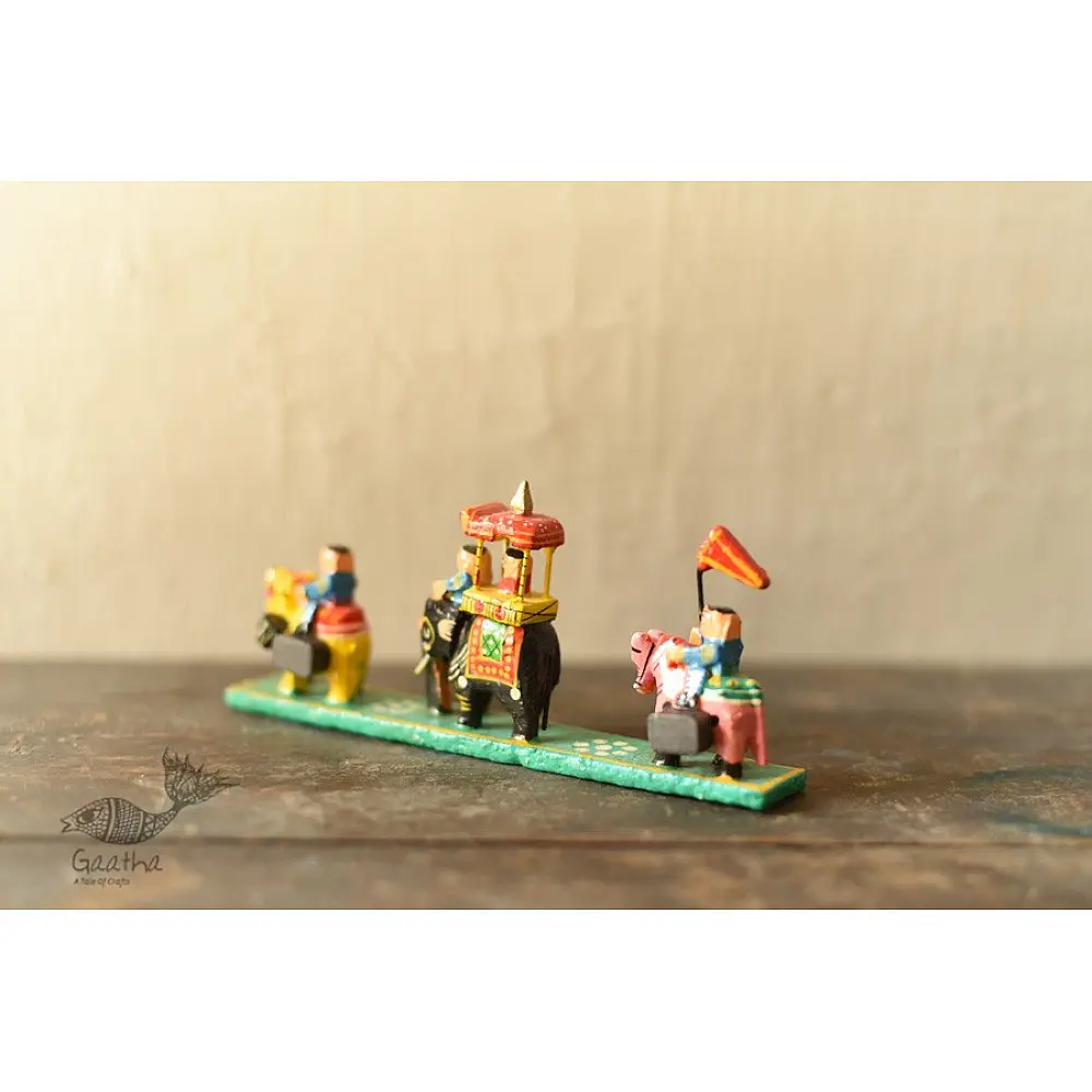 shop Handmade Wooden Fridge Magnet - Good Luck Line (Horse, Elephant, Camel)