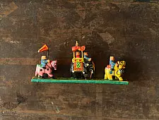 Handmade Wooden Fridge Magnet - Good Luck Line (Horse, Elephant, Camel)