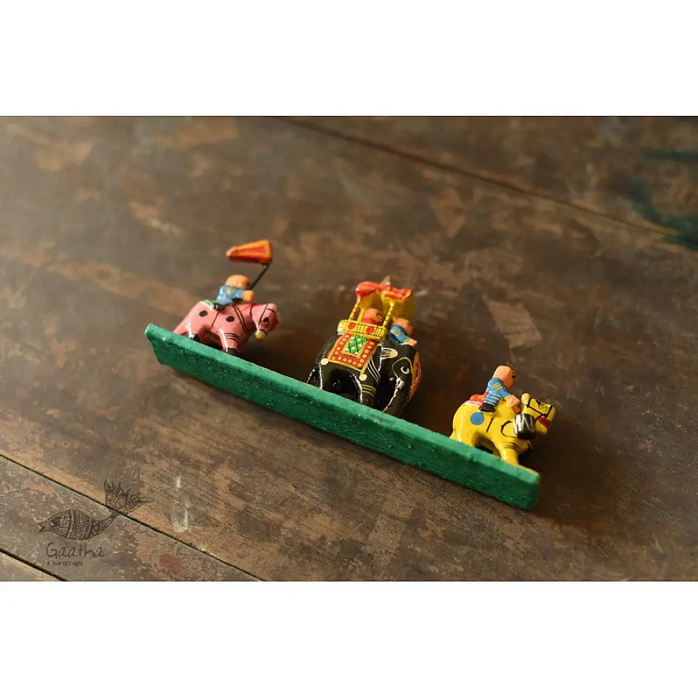shop Handmade Wooden Fridge Magnet - Good Luck Line (Horse, Elephant, Camel)