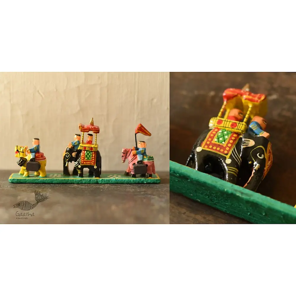 shop Handmade Wooden Fridge Magnet - Good Luck Line (Horse, Elephant, Camel)