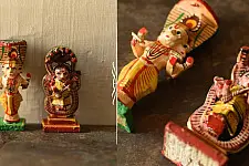 Handmade Wooden Fridge Magnet (Set of Two) - Brahma & Saraswati