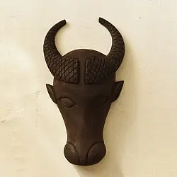 Handmade Wooden Mask ~ Bull